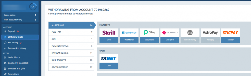 How to Withdraw Money from 1xBet